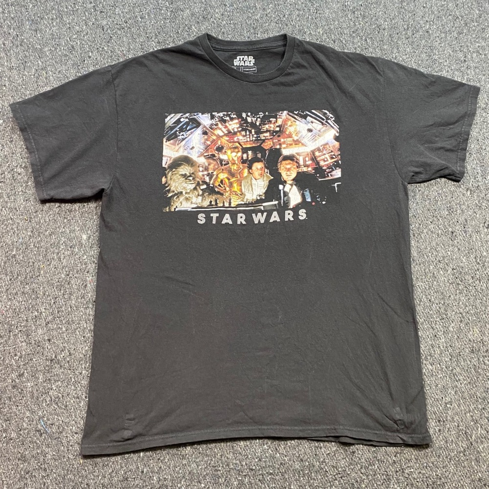 Fifth Sun Star Wars Shirt Sz L Mens Black Millennium Falcon Han Solo Graphic Tee